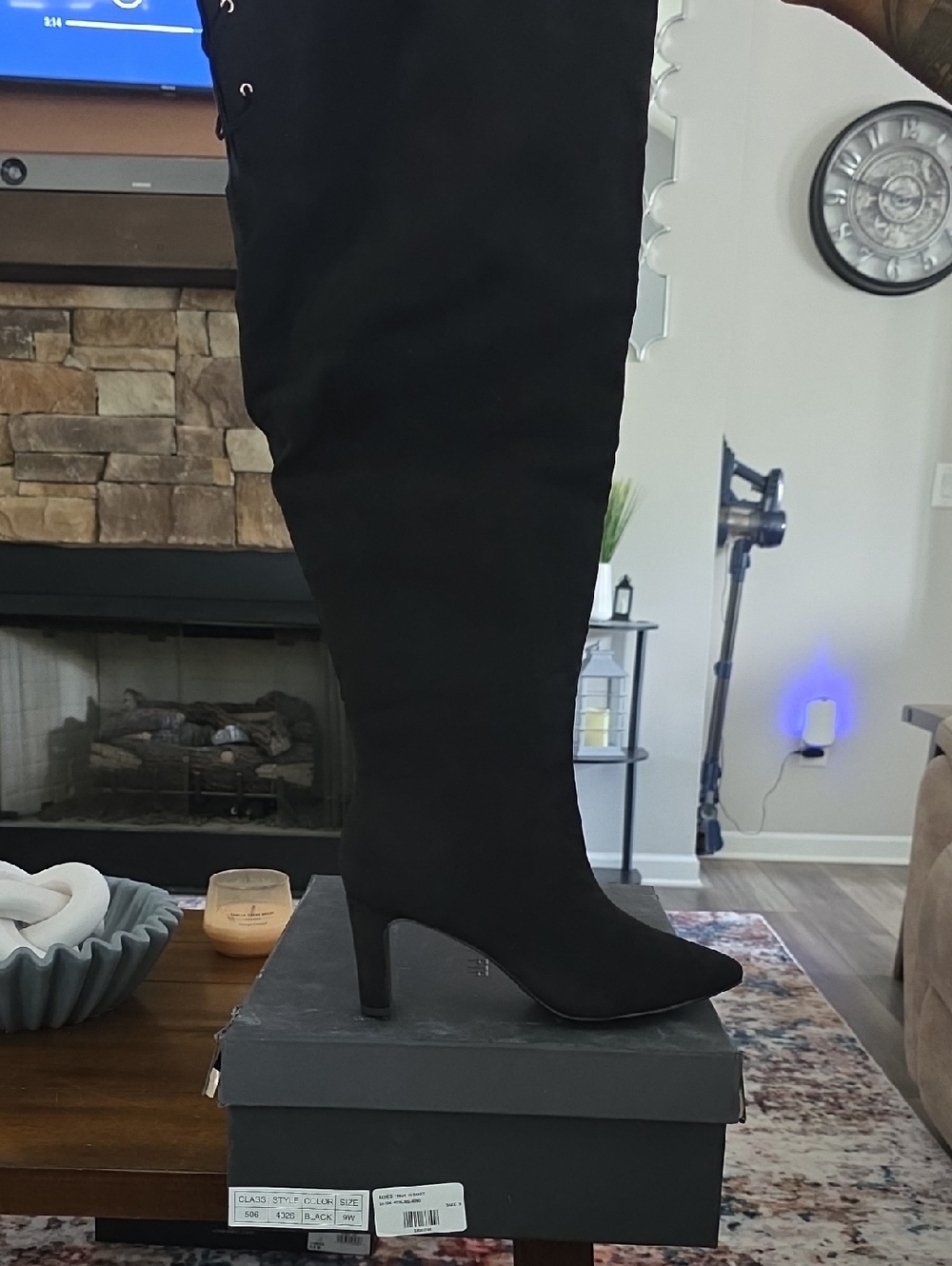 Fashion to Figure Black Over-the-Knee Suede Heeled Boots